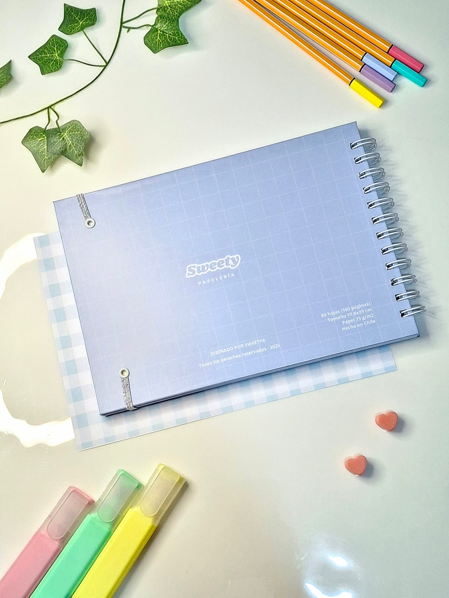 Cuaderno Cornell Horizontal Celeste 80 Hojas