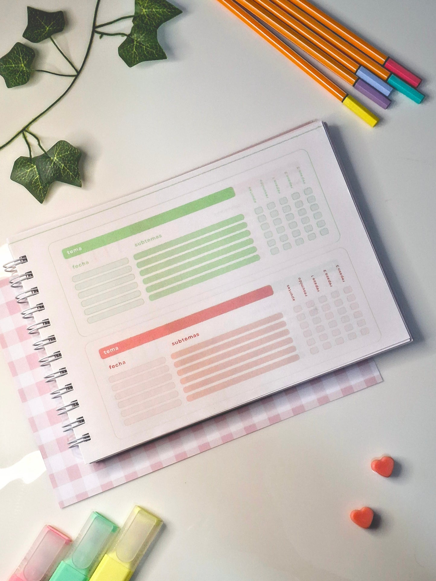Cuaderno Cornell Horizontal Rosado 80 Hojas