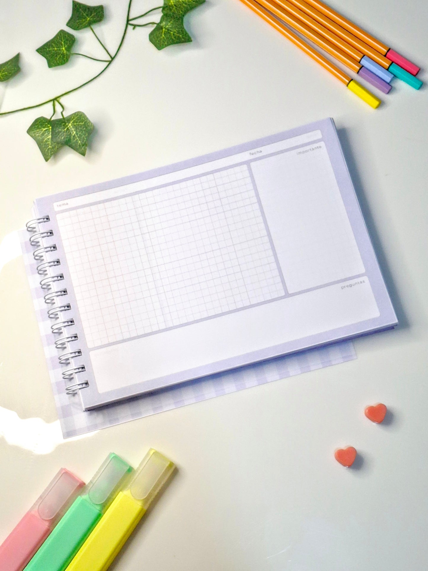 Cuaderno Cornell Horizontal Lila 80 Hojas