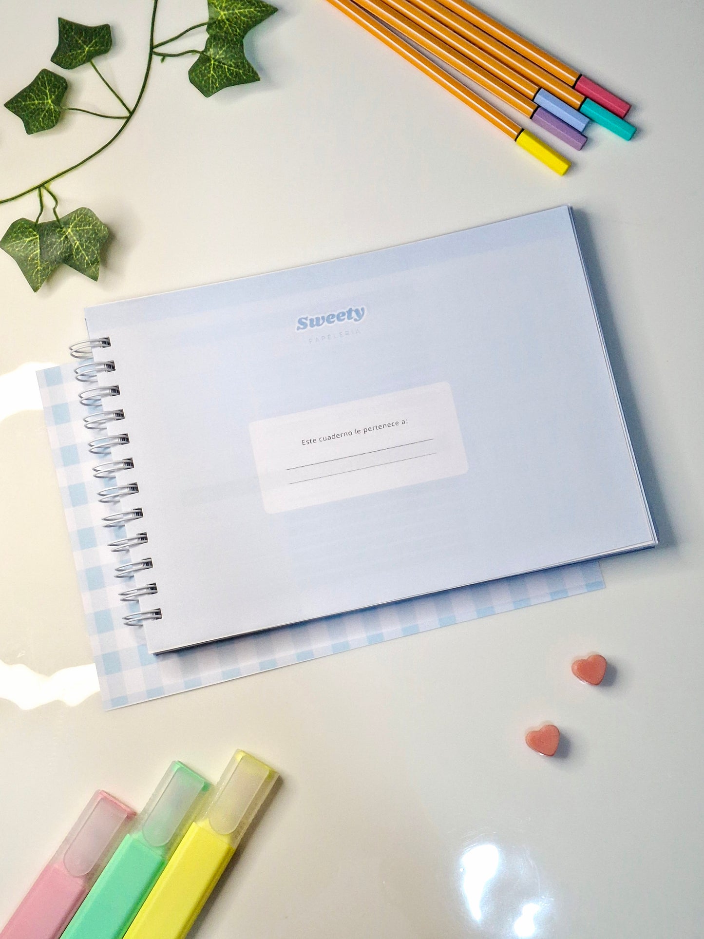Cuaderno Cornell Horizontal Celeste 80 Hojas