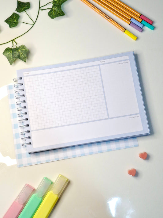 Cuaderno Cornell Horizontal Celeste 80 Hojas